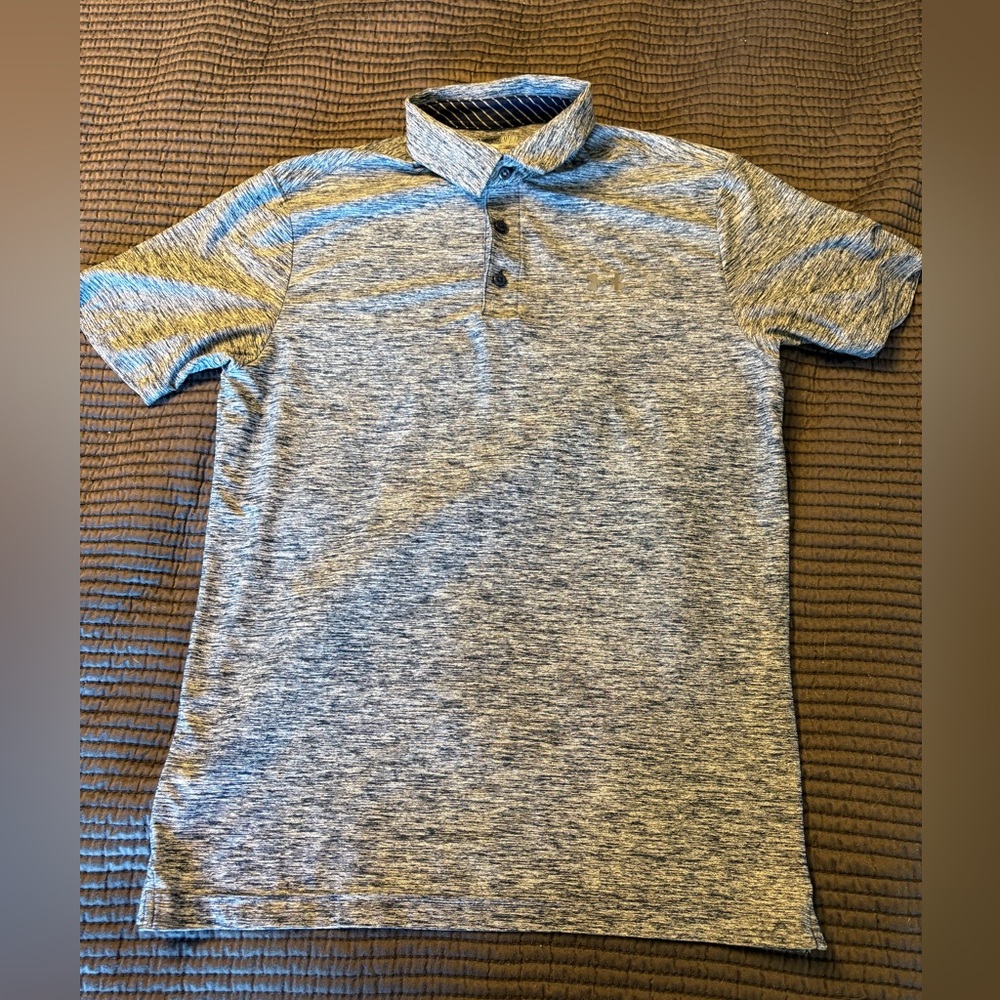 Under Armour Heat Gear Men's Small Blue & Gray Polo collar Shirt